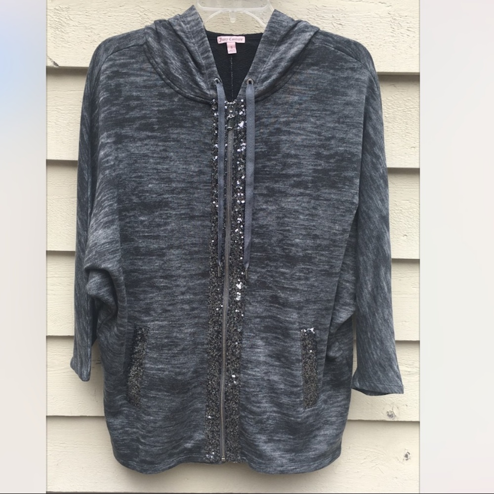 JUICY COUTURE NWOT Gray Oversized Zip Hoodie, Sz S
